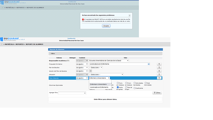Error Reporte de Alumnos (3.21.3)