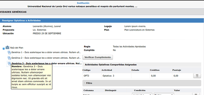 Reasignar Optativas a Actividades