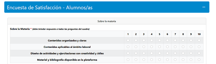 encuesta para alumnos